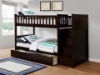 Picture of JENAFIR Single-Single Bunk Bed (Espresso) - Bed Frame with Trundle Bed