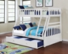 Picture of KEAN  Twin over Double Bunk Bed (White) - Bed Frame with Trundle Storage Drawer