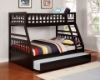 Picture of KEAN Single-Double Bunk Bed (Espresso) - Bed Frame with Trundle Storage Drawer