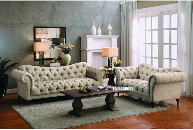 Picture of MARSALA 3+2+1 Chesterfield Tufted Fabric Sofa Range (Beige) - 3+2 Sofa Set