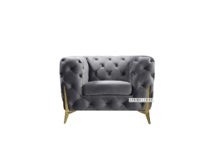 Picture of VIGO 3+2+1 Chesterfield Tufted Velvet Sofa Range (Gray) - 1 Seater (Armchair)