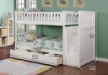 Picture of JENAFIR Twin Over Twin Bunk Bed (White) - Bed Frame with Trundle Storage Drawer