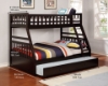Picture of KEAN Single-Double Bunk Bed (Espresso) - Bed Frame with Trundle Bed (Twin size)