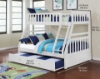 Picture of KEAN  Twin over Double Bunk Bed (White) - Bed Frame with Trundle Storage Drawer