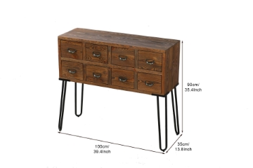 Picture of LIBRARY 8 Drawers Wood Cabinet (Brown Rustic)