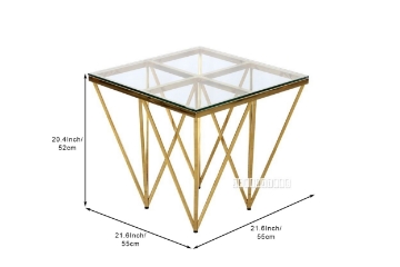 Picture of LELLA SQUARE CLEAR GLASS SIDE TABLE * ANGULAR SHAPED GOLD