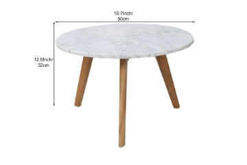 Picture of COPENHAGEN Solid Oak D19.7" Round Marble Coffee Table 