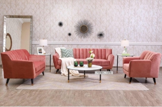 Picture of EVA 3+2+1 Velvet Sofa Range (Pink) - 3+2+1 Set