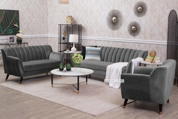 Picture of FINAL SALE! EVA 3+2+1 Velvet Sofa Range (Grey)