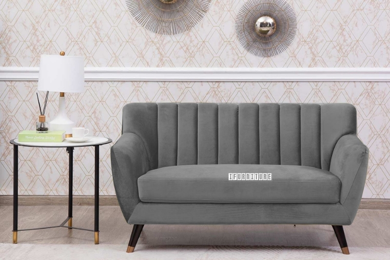 Picture of EVA 3+2+1 Velvet Sofa Range (Gray) - 2 Seaters (Loveseat)