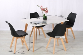Picture of SKIVE  1.2m/1.6m 5PC Dining Set (Black) - 1.2m 5PC Dining Set