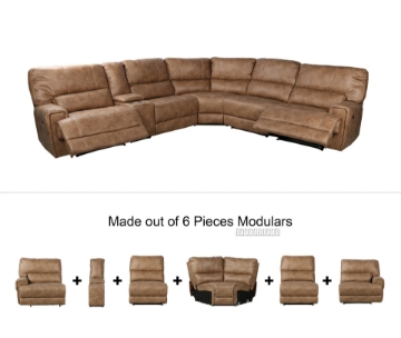 Picture of STARC Modular Power Reclining Sectional Sofa With Console* Air Leather (Sandstone)