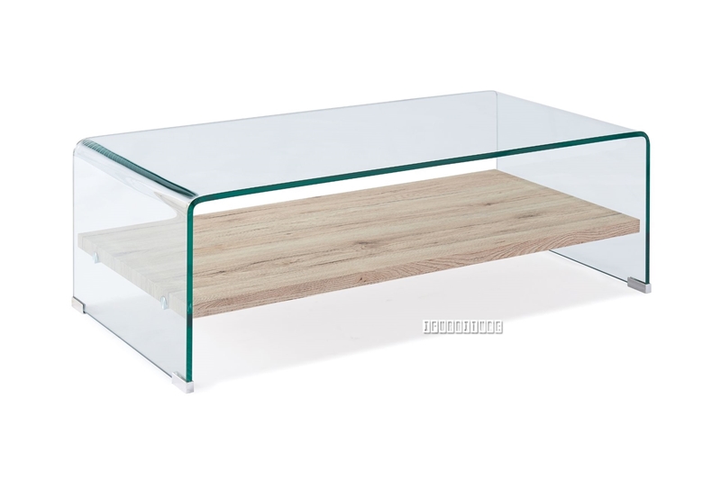 Picture of MURANO Bent Glass Coffee Table With Wooden Shelf