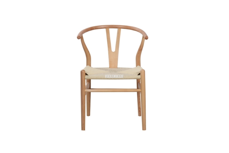 Picture of WISHBONE Solid Beech Wood Y Replica Chair (Natural Frame-Beige Seat) - 23"×21.5"×29"
