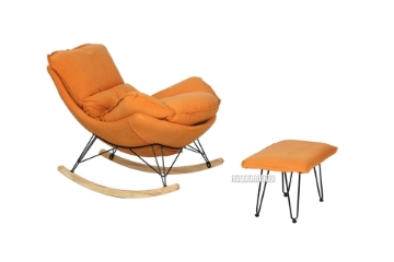 Picture of LOBSTER Fabric Rocking Chair with Footstool (Orange)