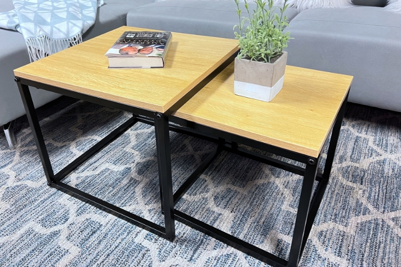 Picture of HENMAN Square Nesting Table (Oak & Black)