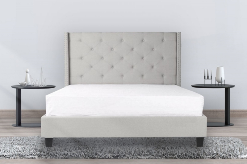 Picture of ELY Upholstered Bed Frame in Double/Queen/King Size (Light Grey)