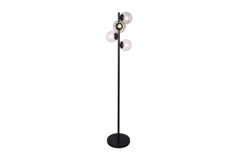 Picture of FLOOR LAMP 528 with Clear Round Glass Shades (Black)