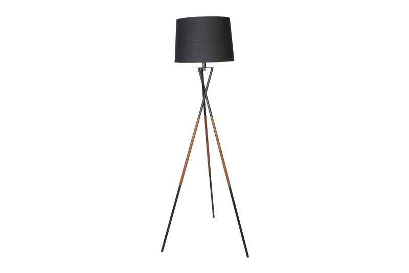 Picture of FLOOR LAMP 226 with Black Metal Tripod Legs And Leather Wrap