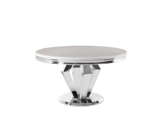 Picture of NUCCIO 59" Marble Top Stainless Round Dining Table in 2 Colors- Ivory