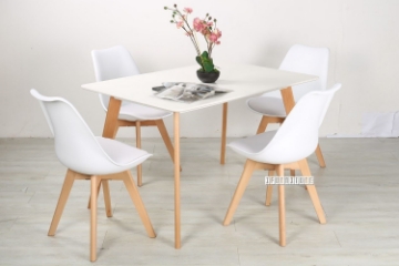Picture of SKIVE  1.2/1.6M 5PC Dining Set (White)