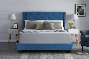 Picture of ELY Upholstered Bed Frame in Queen/King  Size in (Blue)