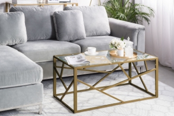 Picture of CLIO Rectangle Glass Coffee Table (Gold)