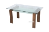 Picture of TANGULAR Tempered Glass Dining Table With Shelf  - Walnut Veneer