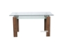 Picture of TANGULAR Tempered Glass Dining Table With Shelf  - Walnut Veneer