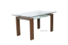 Picture of TANGULAR Tempered Glass Dining Table With Shelf  - Walnut Veneer