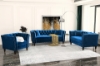 Picture of JERILYN Chesterfield Flared Arm Velvet Sofa Range (Blue) - 3+2 Set