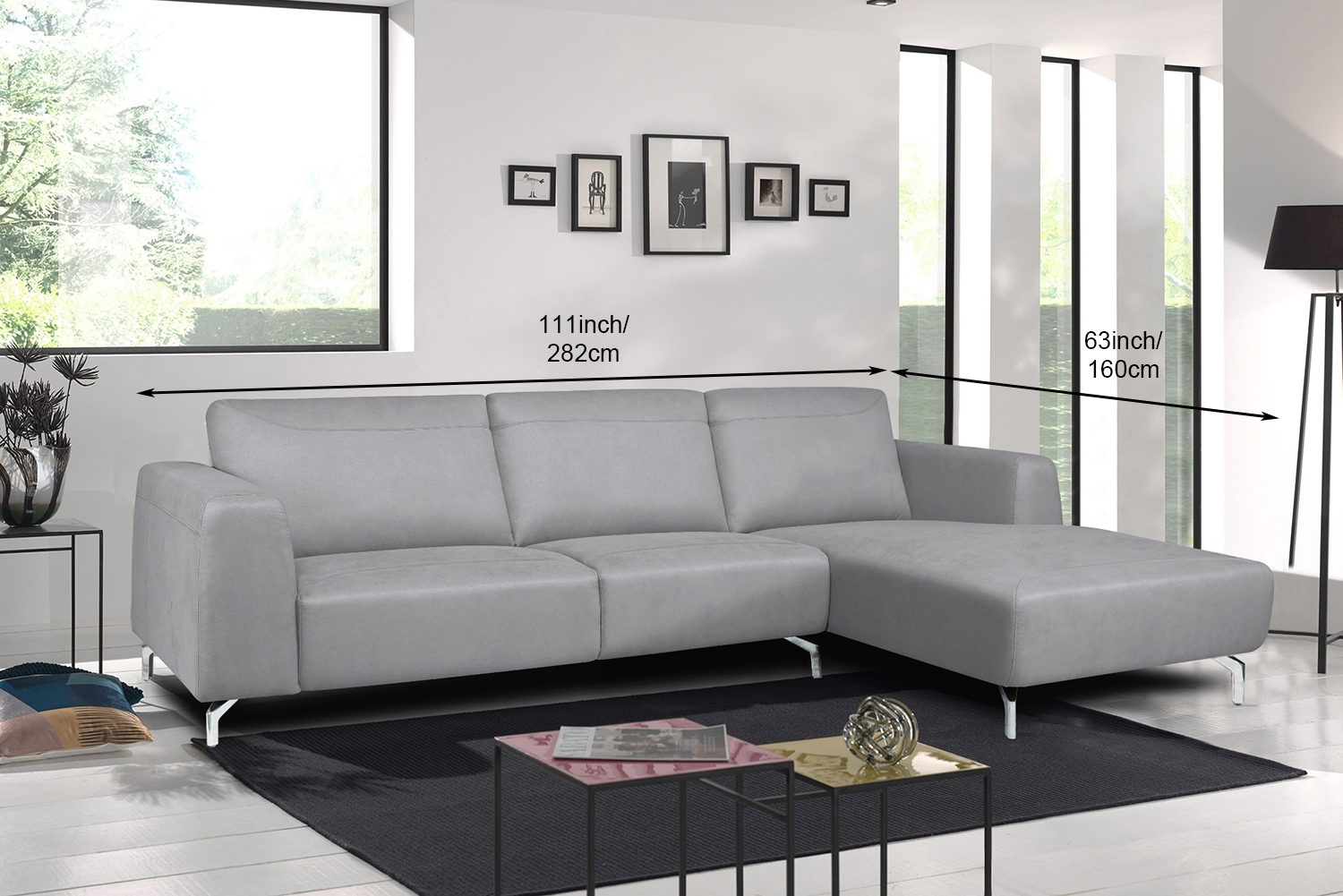 LINCOLN Fabric Sectional Sofa (Light Grey) RightiFurnitureThe