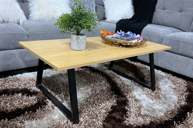 Picture of HENMAN 110 Rectangle Top with Straight Leg Coffee Table (Oak & Black)