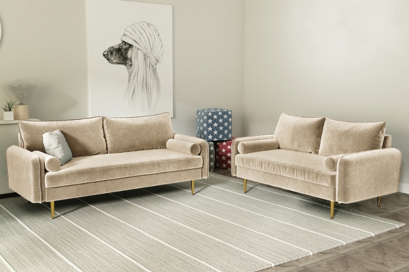 Picture of MARYJANET Velvet Sofa Range (Beige) - Final sale