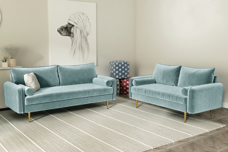 Picture of MARYJANET Velvet Sofa Range (Light Grayish Cyan) - Final sale