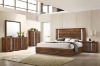 Picture of SANDRA Wood Bed Frame with LED Light Headboard in Queen/King Size (Walnut)