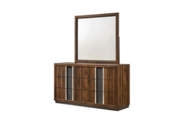 Picture of SANDRA 6-Drawer Dresser with Mirror (Walnut Color)