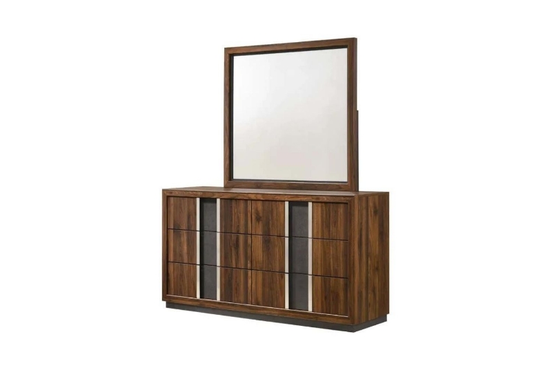 Picture of SANDRA 6-Drawer Dresser with Mirror (Walnut Color)