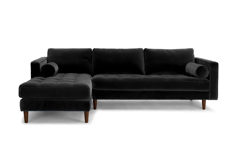 Picture of FAVERSHAM Velvet Sectional Sofa (Black)