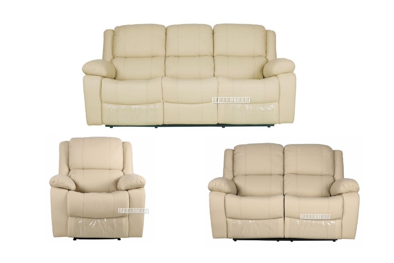Picture of BRIGHTON RECLINING 1+ 2+3 Sofa Range (Beige) Air Leather- 3 + 2 + 1 Combo