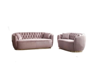 Picture of HAGEN CHESTERFIELD Suede Tufted Sofa Set (Pink) - 2+3 Sofa Set