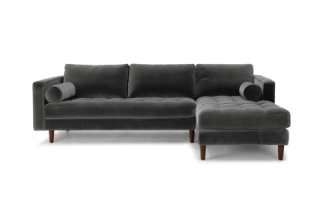 Picture of FAVERSHAM Velvet Sectional Sofa (Gray) - Facing Right