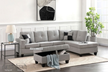 Picture of ADISEN Sectional Sofa with Ottoman (Light Grey)