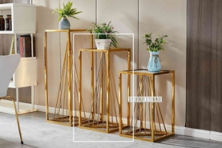 Picture of AUGUSTA Glass Top Gold Frame Side Table - Medium