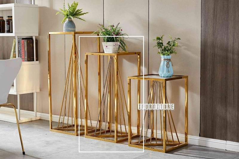 Picture of AUGUSTA Glass Top Gold Frame Side Table - Medium