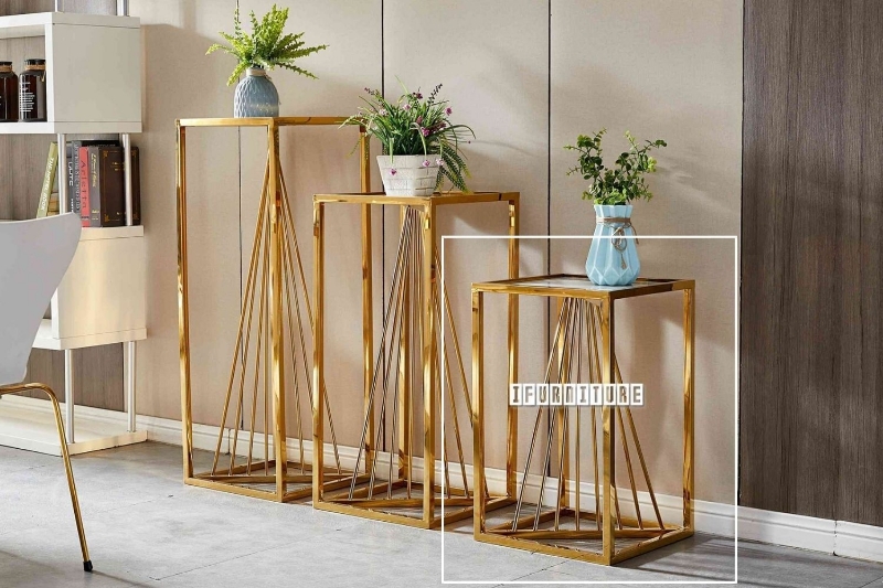 Picture of AUGUSTA Glass Top Gold Frame Side Table - Small