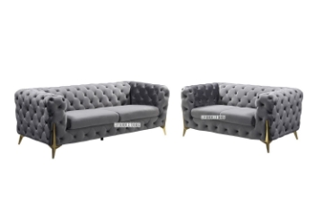 Picture of VIGO 3+2+1 Chesterfield Tufted Velvet Sofa Range (Gray) - 3+2 Set