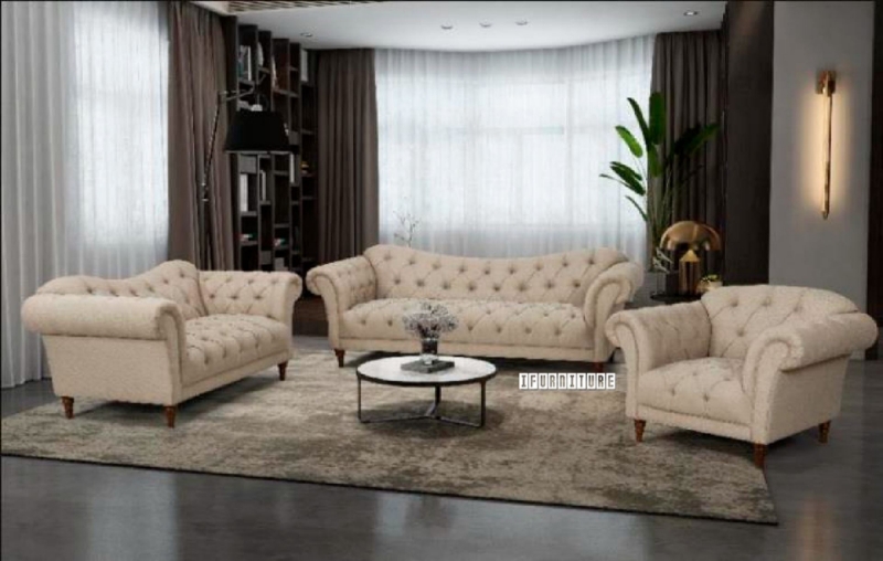 Picture of MARSALA 3+2+1 Chesterfield Tufted Fabric Sofa Range (Beige) - 3+2+1 Sofa Set