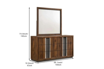 Picture of SANDRA 6-Drawer Dresser with Mirror (Walnut Color)