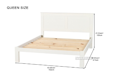 Picture of METRO Solid Pine Wood Eastern Bed Frame in Twin/Double/Queen/Eastern King Size (White)